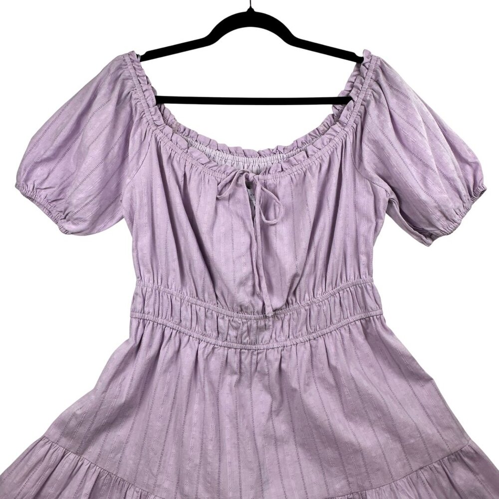 Lost + Wander Lavender Puff-Sleeve Feminine Mini Dress Size L Flowy Cottagecore - Picture 10 of 11